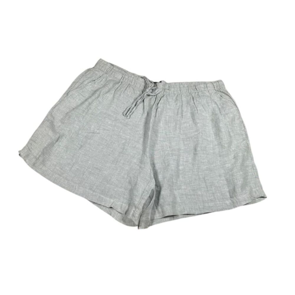 Tahari 100% Linen Green Casual Drawstring Shorts Size 1X Plus Size Summer Lounge